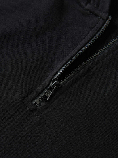 Half Zip Hoodie Sweatshirt - Black/White