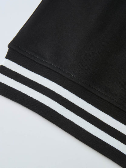 Half Zip Hoodie Sweatshirt - Black/White