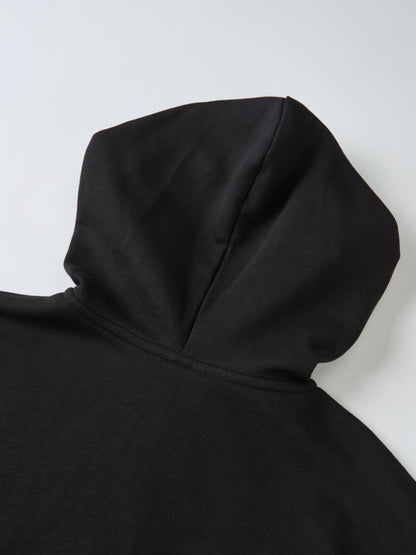 Half Zip Hoodie Sweatshirt - Black/White