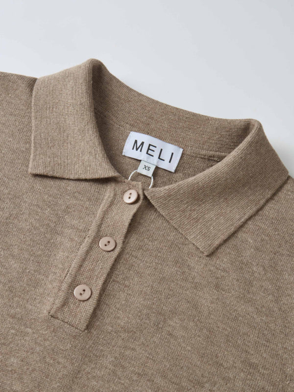 Knit Maxi Polo Dress - Camel