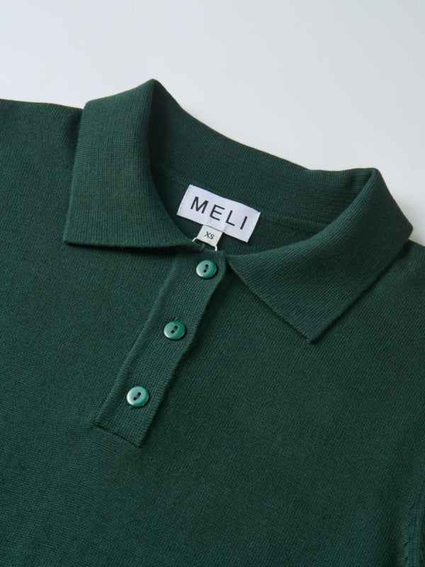 Knit Maxi Polo Dress - Green
