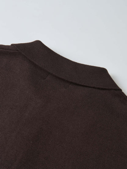 Knit Maxi Polo Dress - Brown