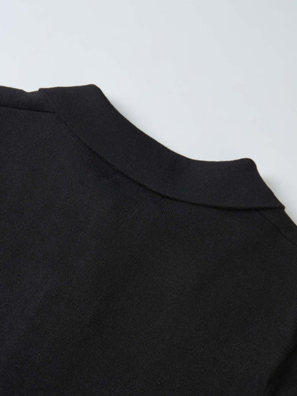 Knit Maxi Polo Dress - Black