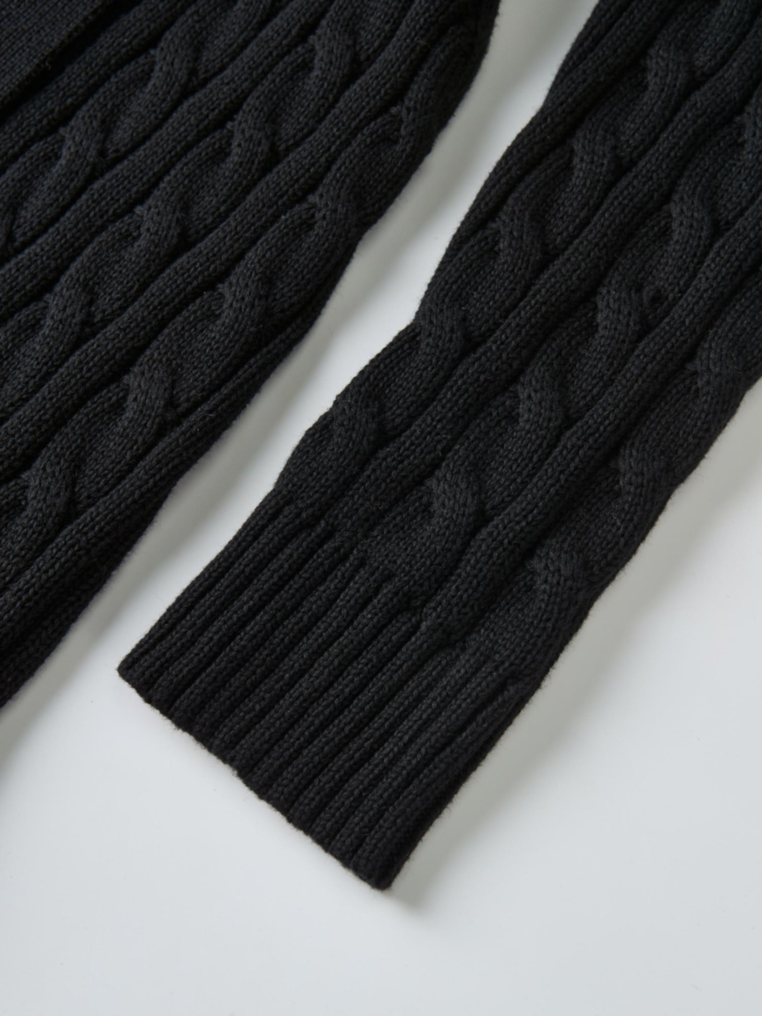 Cable Belted Long Sweater Dress - Black