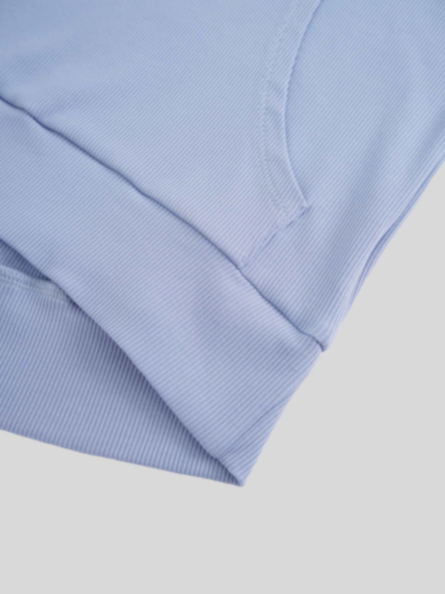 Ribbed Half Zip Hoodie Tee-Sky Blue