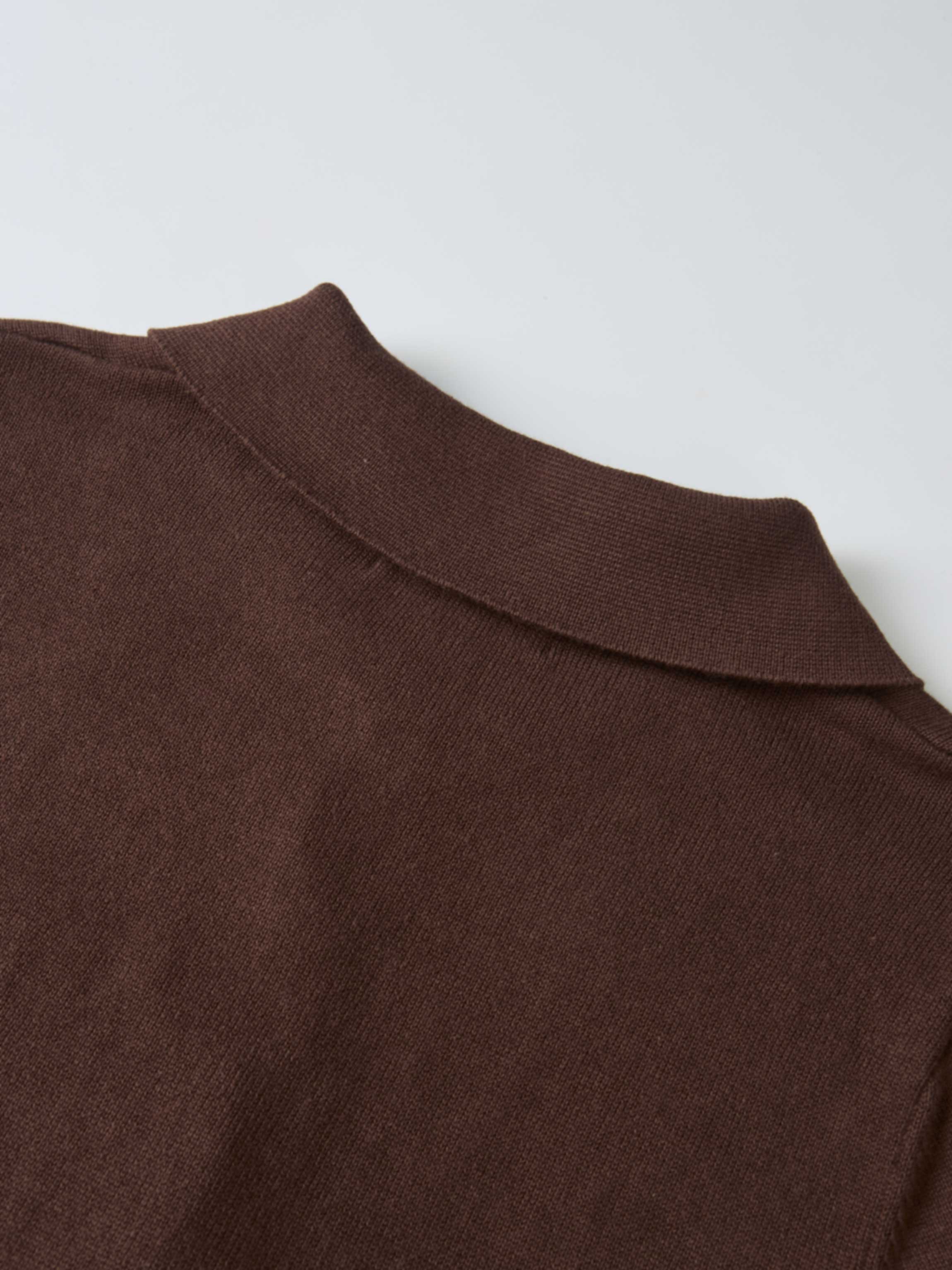 Knit Polo Top Pleat Dress - Brown