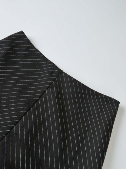 Pinstripe A-Line Skirt - Black Pinstripe