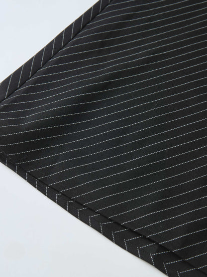 Pinstripe A-Line Skirt - Black Pinstripe