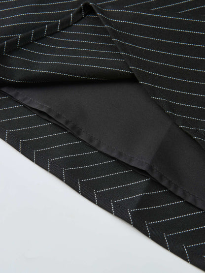 Pinstripe A-Line Skirt - Black Pinstripe