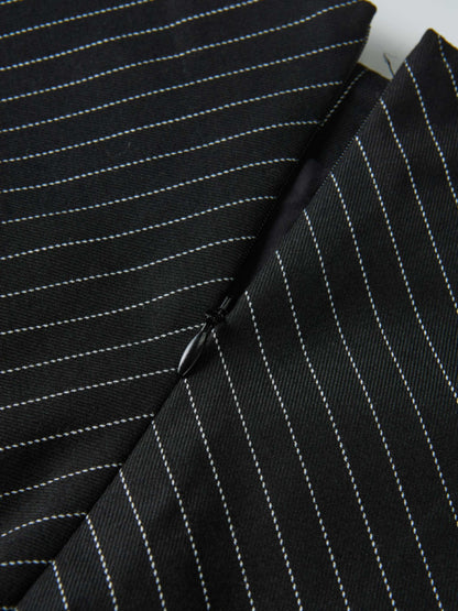 Pinstripe A-Line Skirt - Black Pinstripe