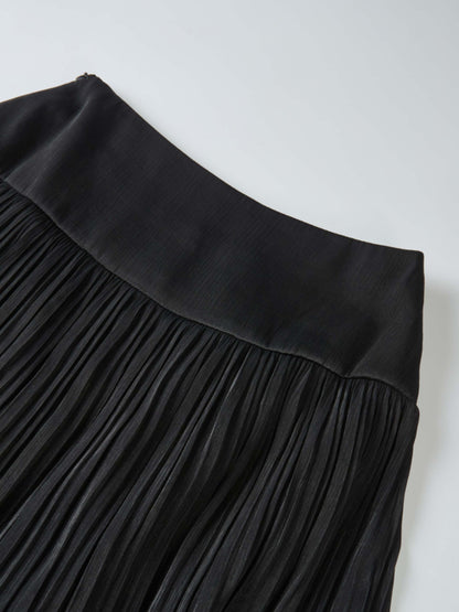Pointed Yoke Shimmer Skirt - Black