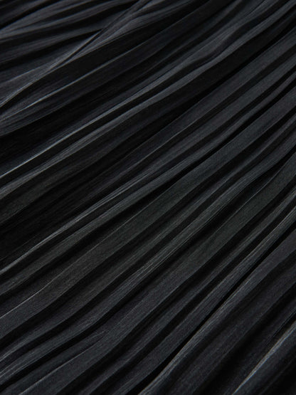 Pointed Yoke Shimmer Skirt - Black
