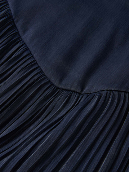 Pointed Yoke Shimmer Skirt - Navy