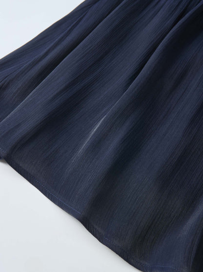 Pointed Yoke Shimmer Skirt - Navy