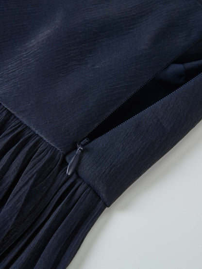Pointed Yoke Shimmer Skirt - Navy