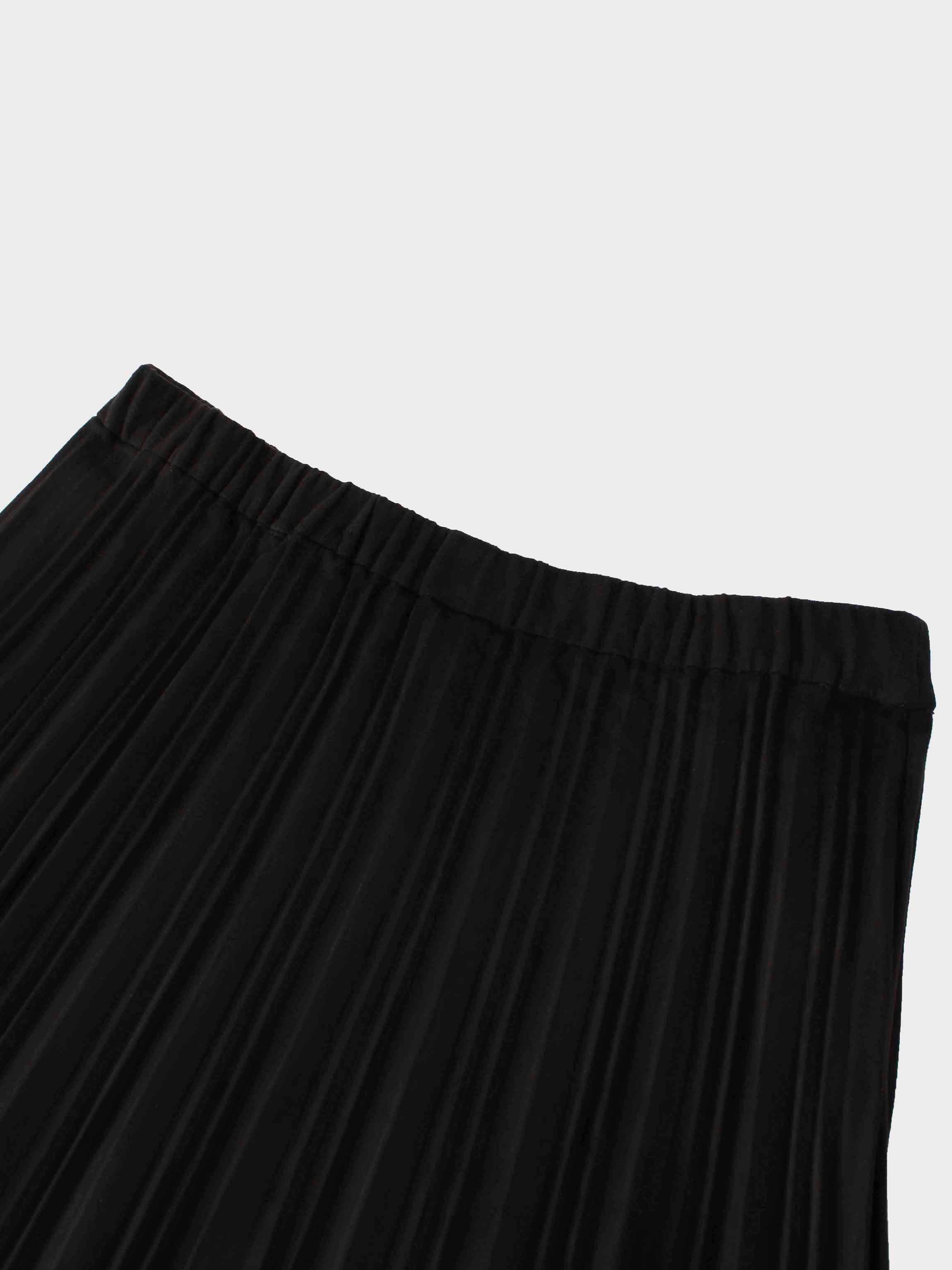 Pleated Suede Skirt 25&quot;-Black