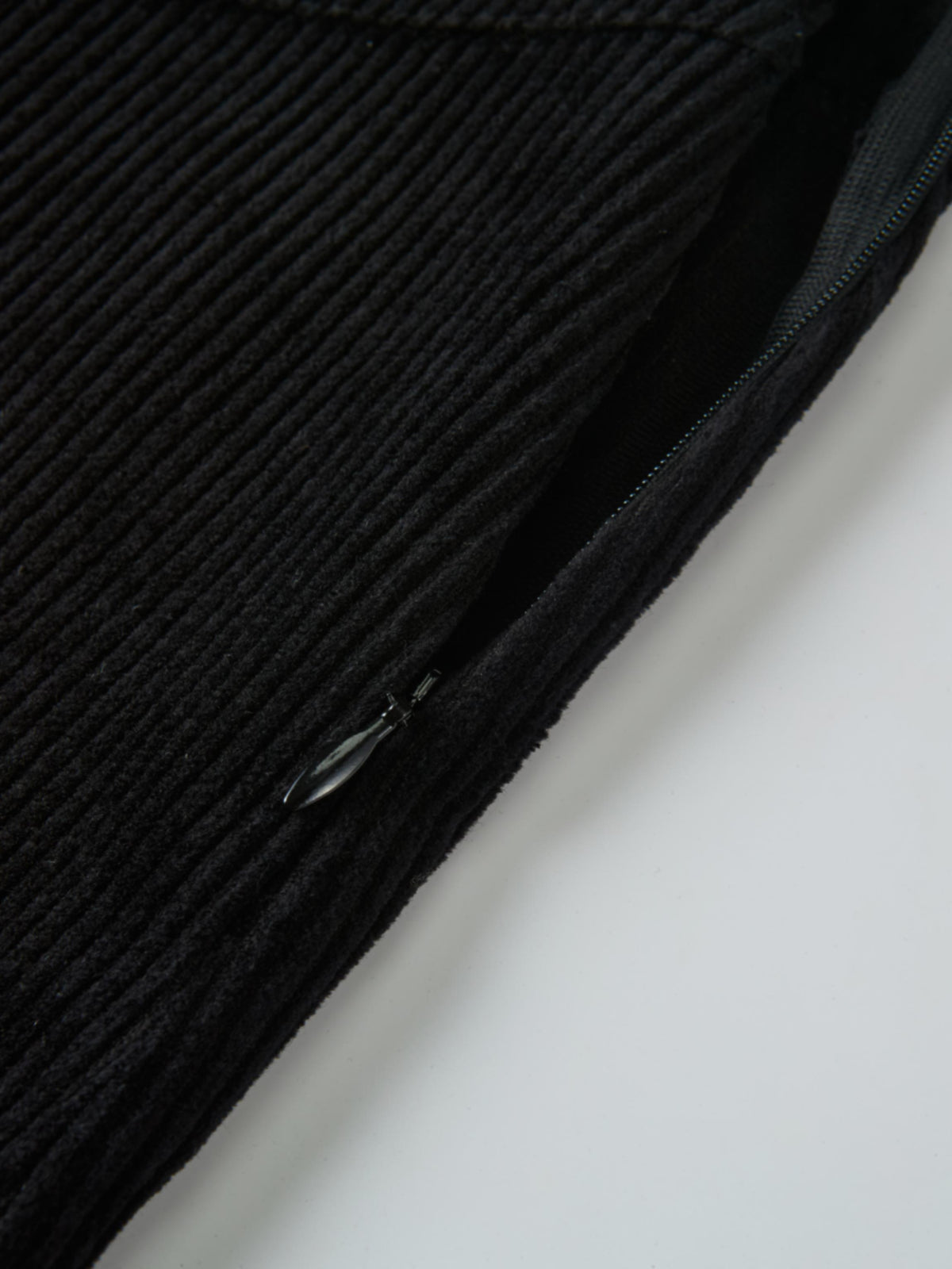 Corduroy Front Pleat Skirt - Black