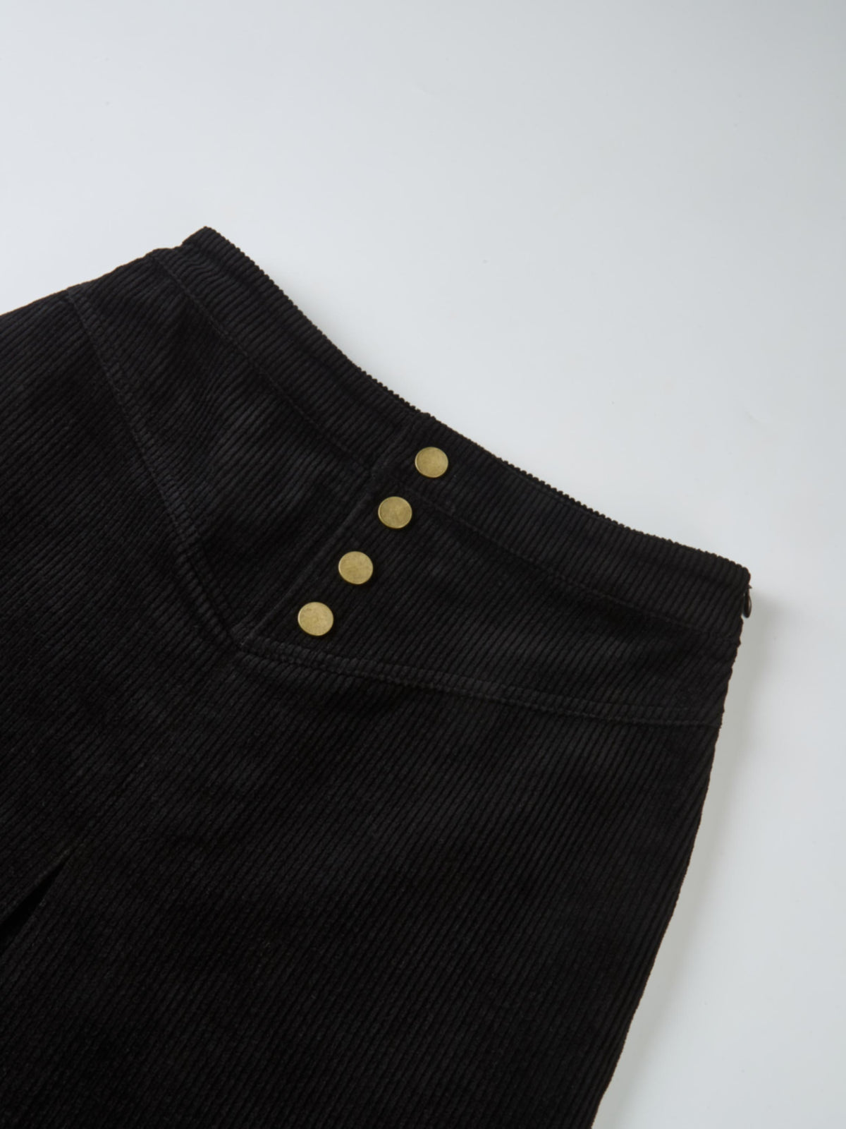 Corduroy Front Pleat Skirt - Black