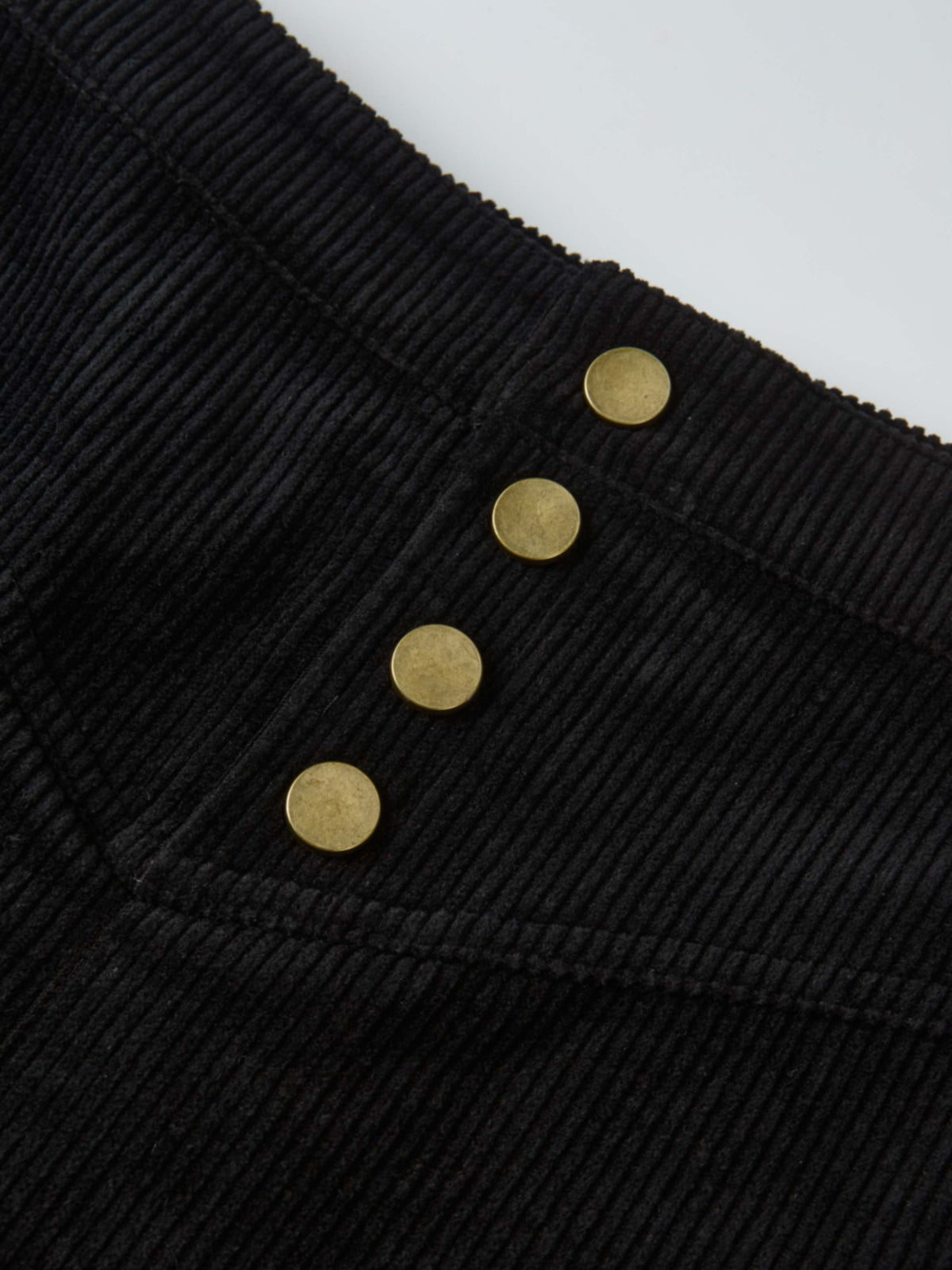 Corduroy Front Pleat Skirt - Black