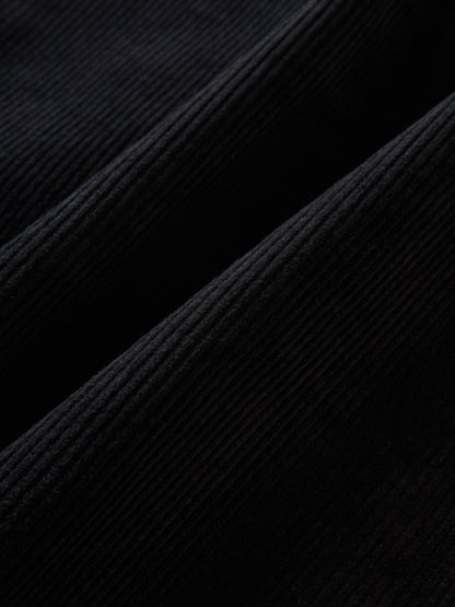 Corduroy Front Pleat Skirt - Black