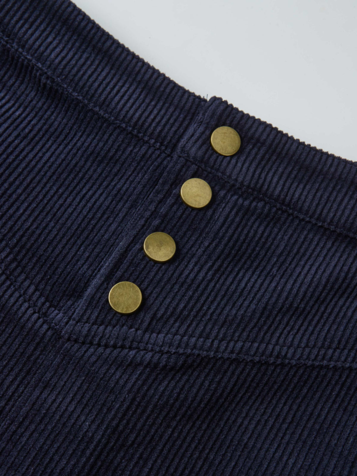 Corduroy Front Pleat Skirt - Navy