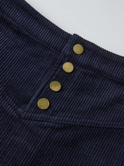 Corduroy Front Pleat Skirt - Navy
