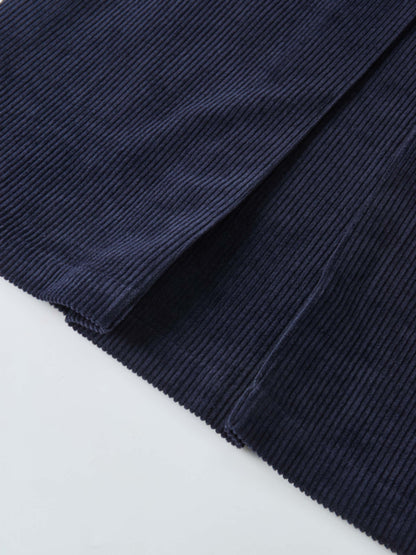 Corduroy Front Pleat Skirt - Navy