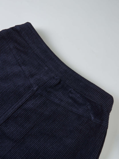 Corduroy Front Pleat Skirt - Navy