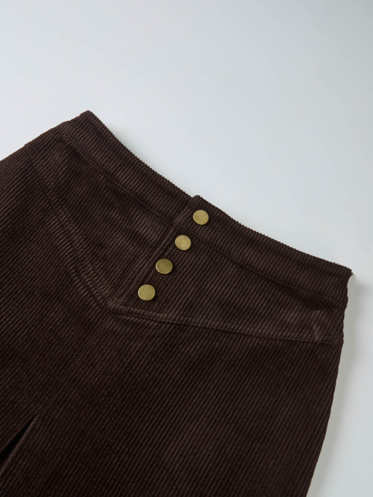 Corduroy Front Pleat Skirt - Dark Brown