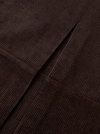 Corduroy Front Pleat Skirt - Dark Brown