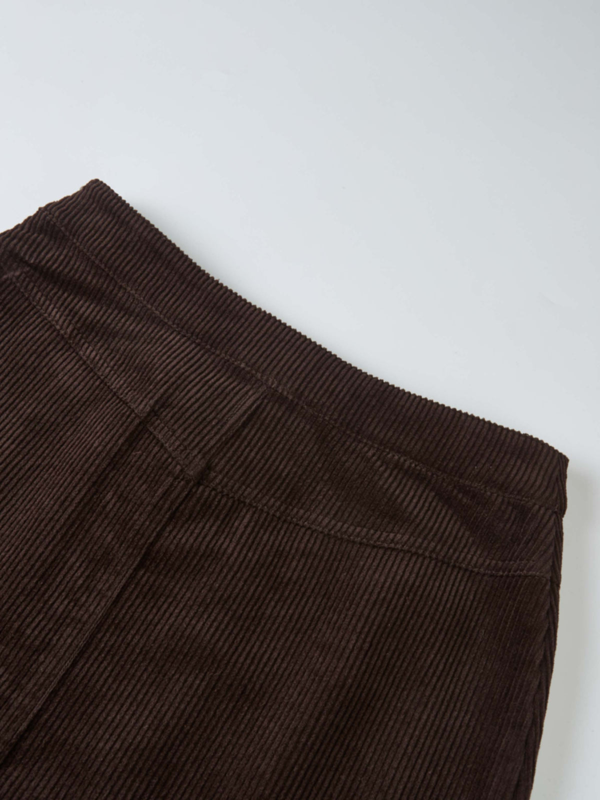 Corduroy Front Pleat Skirt - Dark Brown