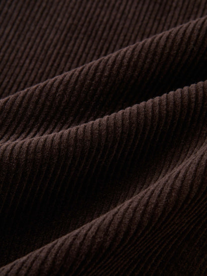 Corduroy Front Pleat Skirt - Dark Brown