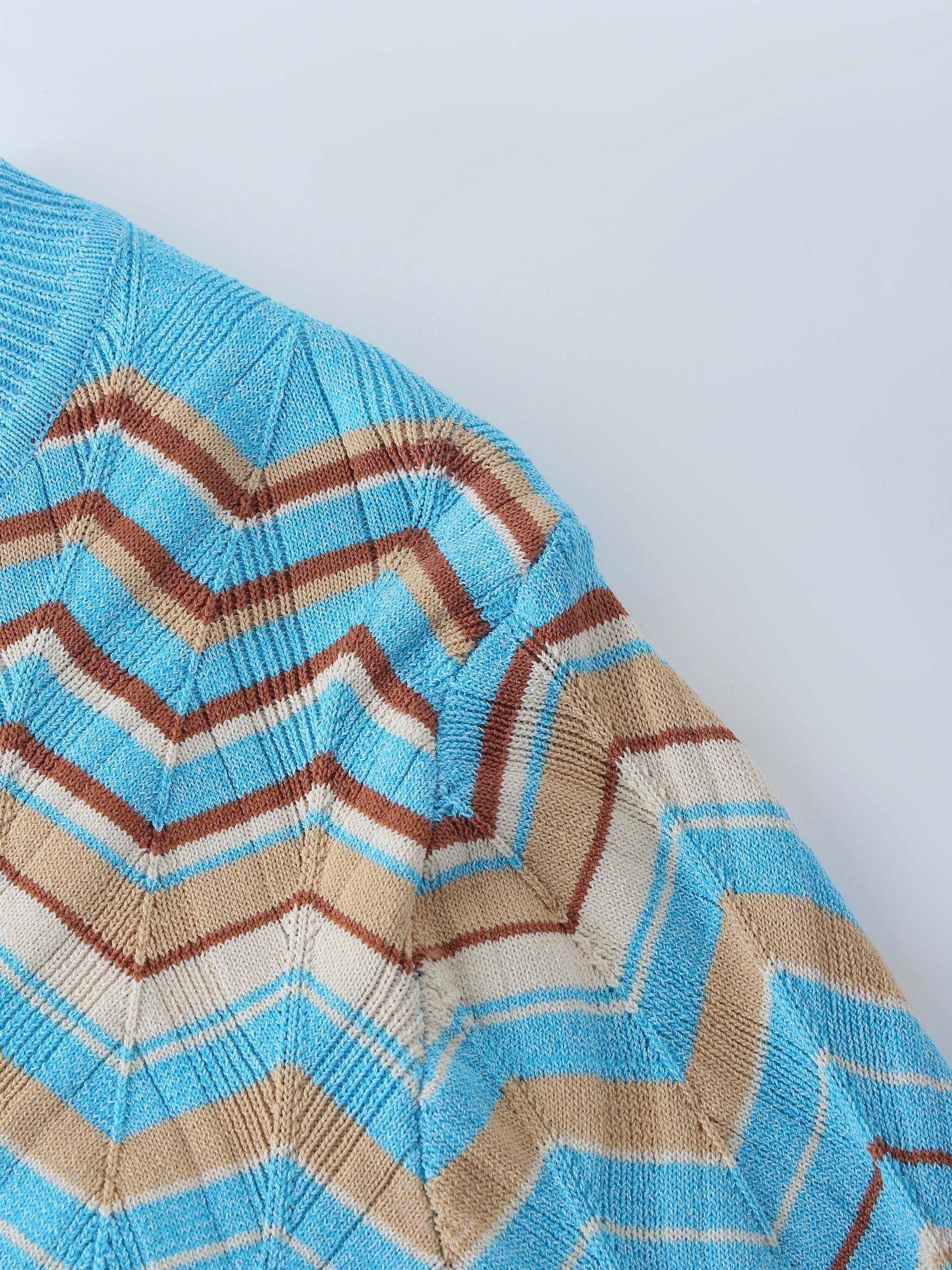 Wave Stripe Sweater-Tan/Blue