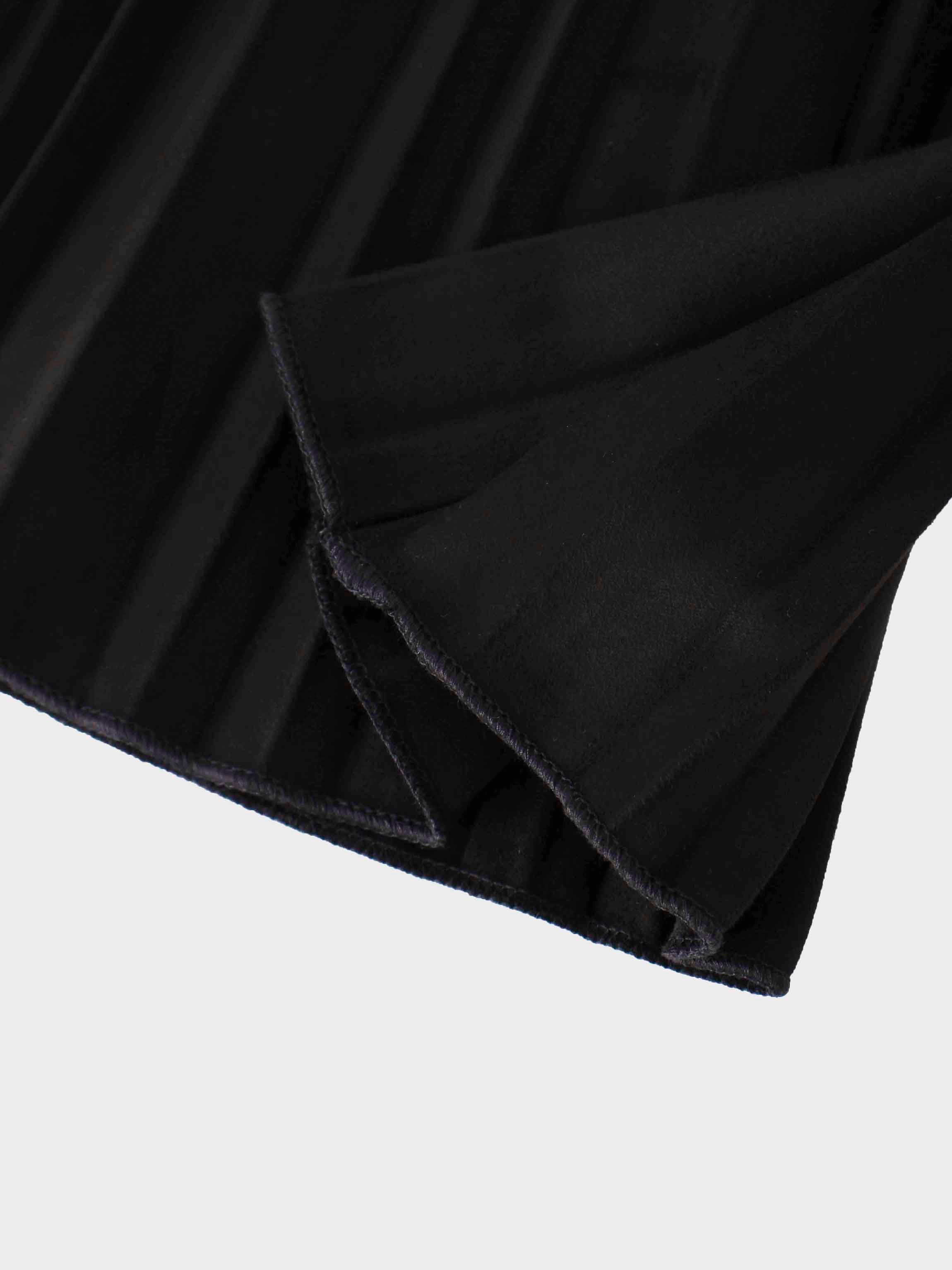 Pleated Suede Skirt 25&quot;-Black