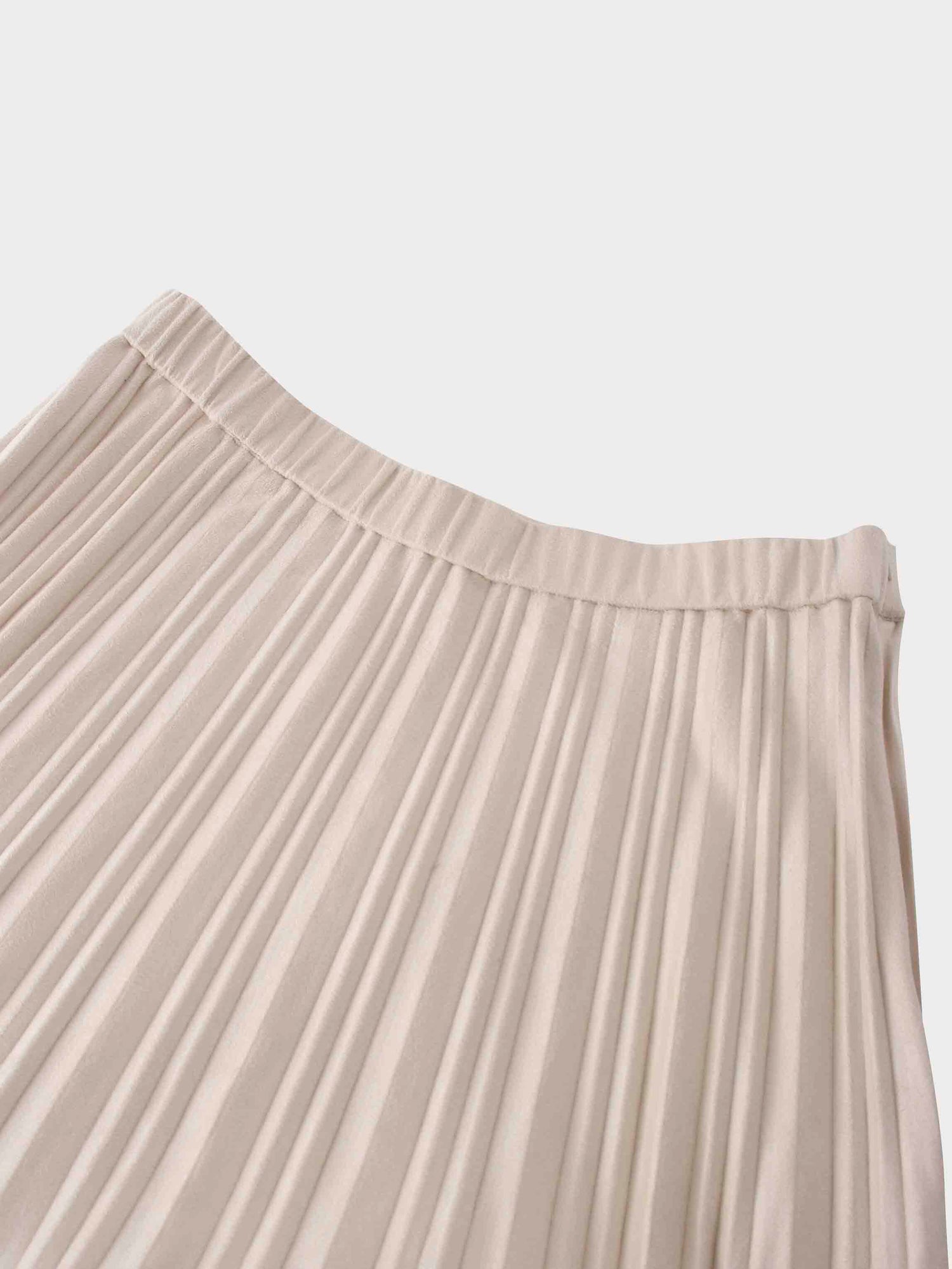 Pleated Suede Skirt 37&quot;-Ivory