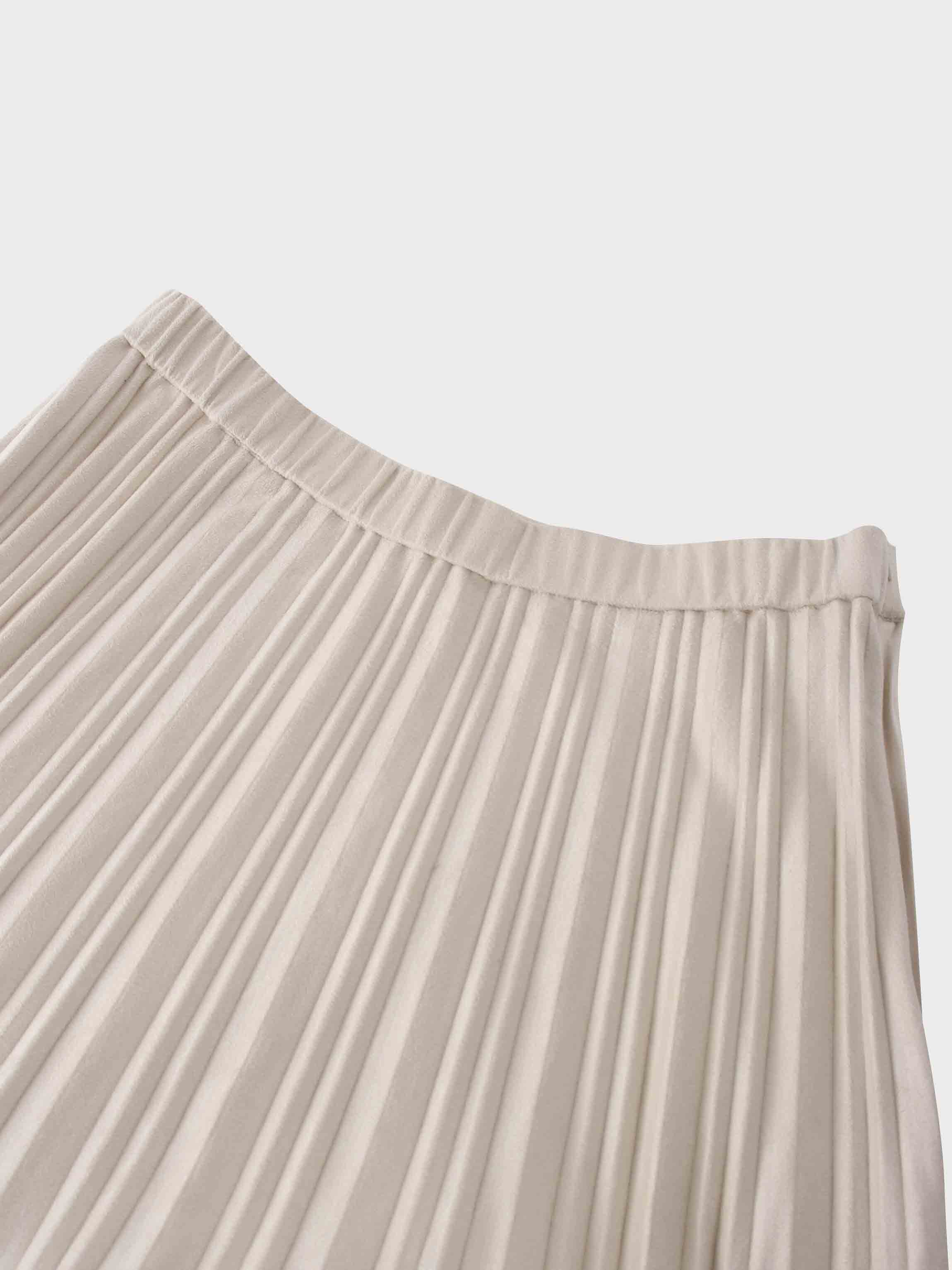 Pleated Faux Suede Skirt 37&quot;-Ivory