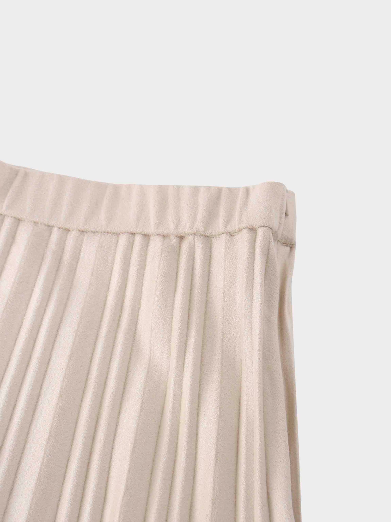 Pleated Faux Suede Skirt 37&quot;-Ivory