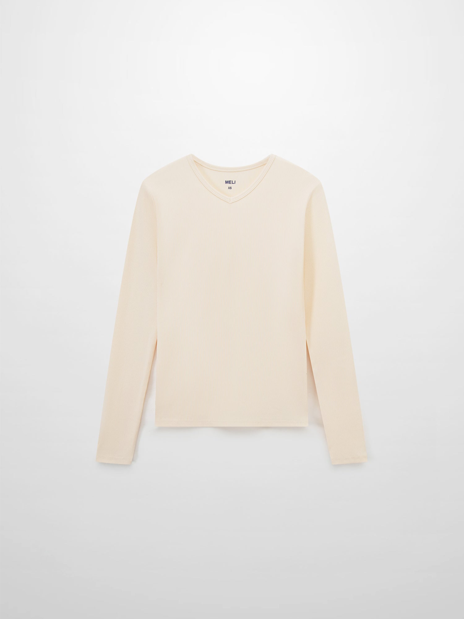 Soft Ribbed High V Tee-Cream