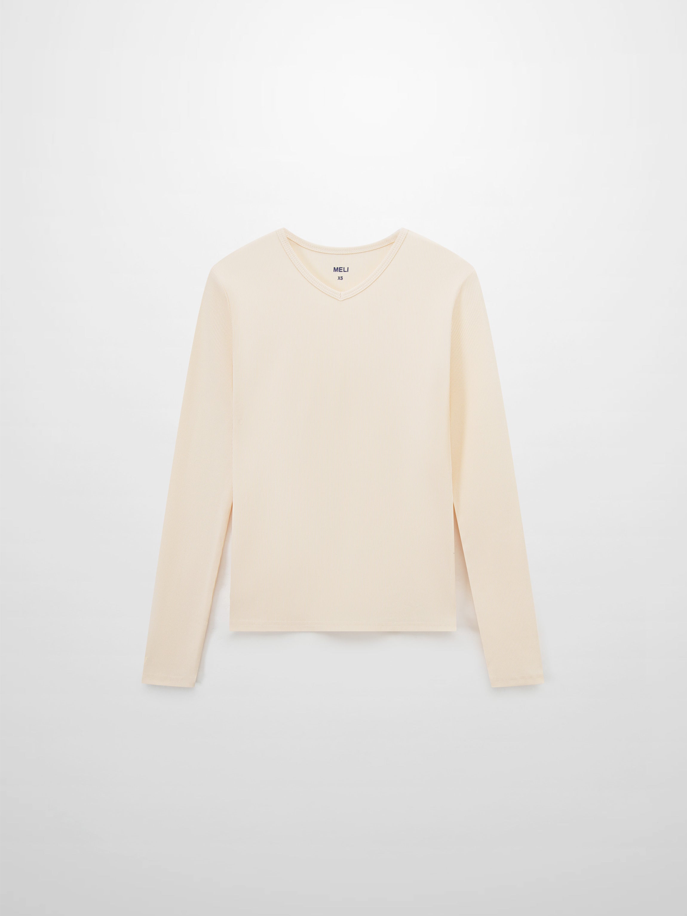 Soft Ribbed High V Tee-Cream