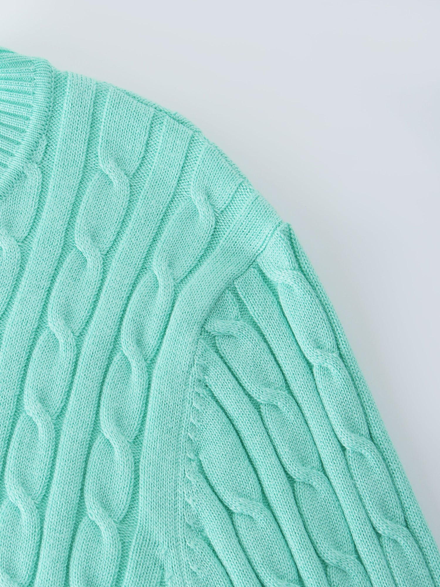 Knit Cable Sweater-Mint