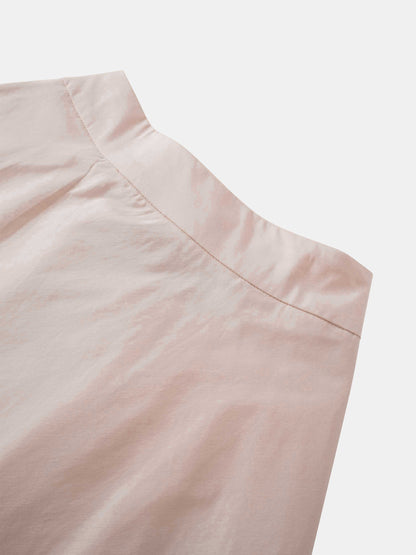 Elastic Back Maxi Cotton Blend Skirt-Bone