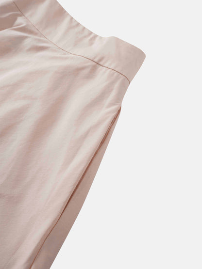Elastic Back Maxi Cotton Blend Skirt-Bone