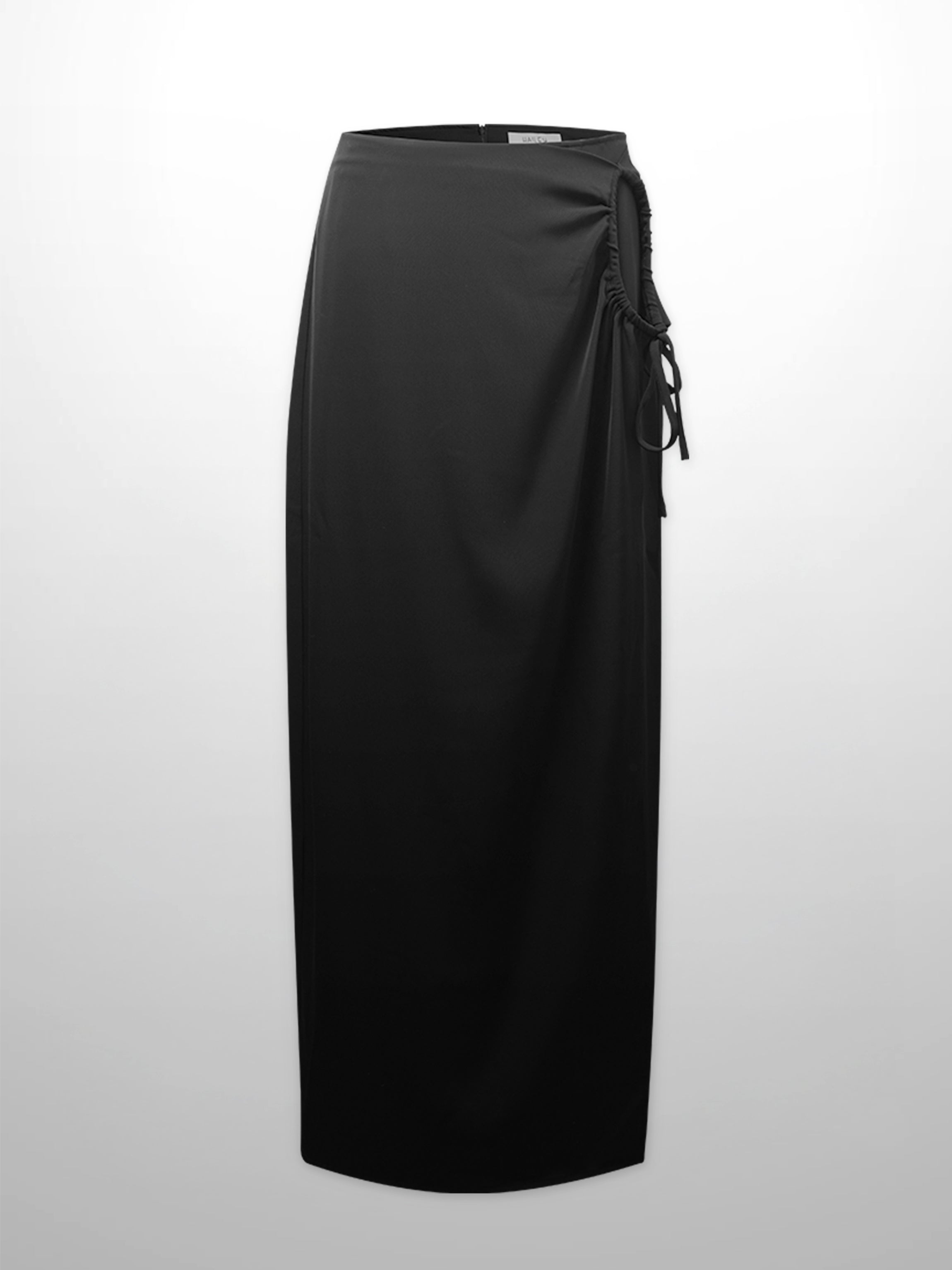 Ring Detail Faux Wrap Skirt-Black