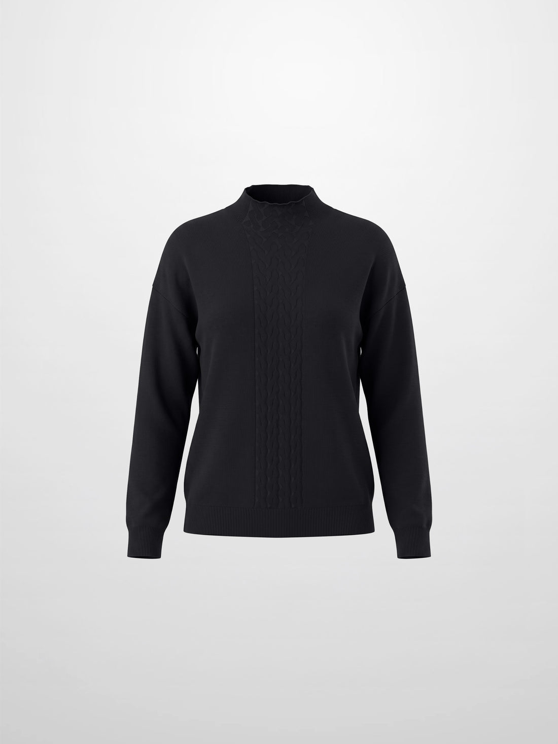Thin Knit Center Cable Sweater - Black