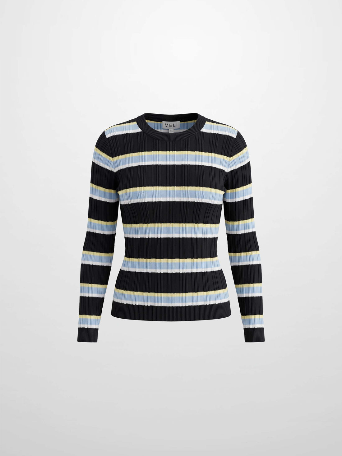 Mixed Ribbed Stripe Sweater - Black