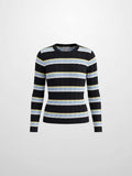 Mixed Ribbed Stripe Sweater - Black