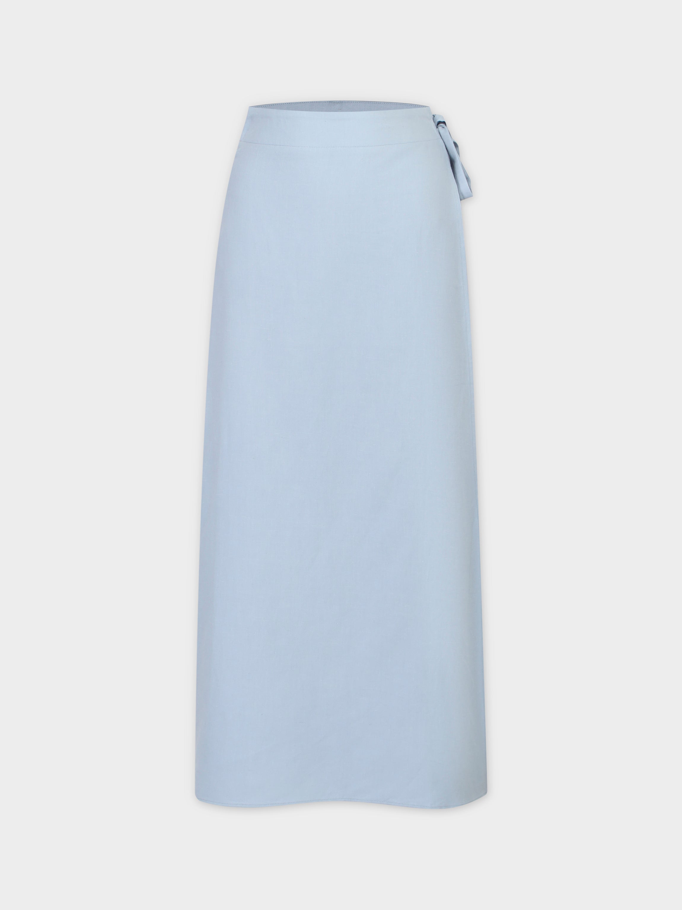 Linen Wrap Skirt Light Blue