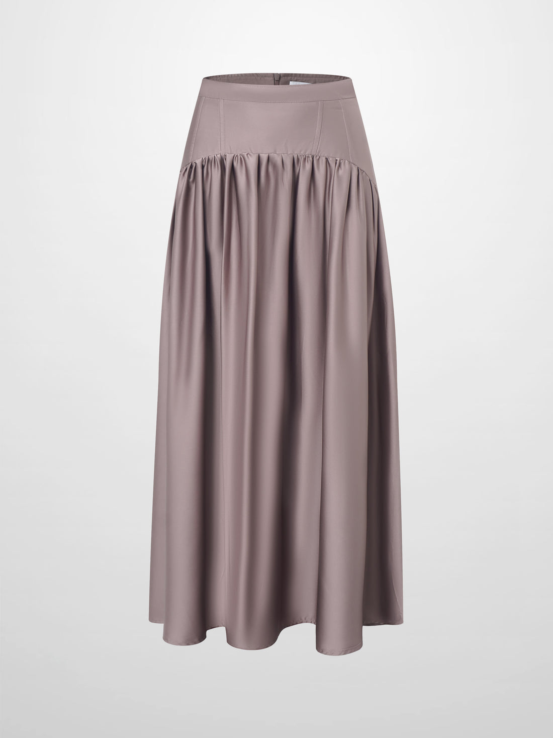 Yoke Stitched Faux Satin Skirt - Mauve