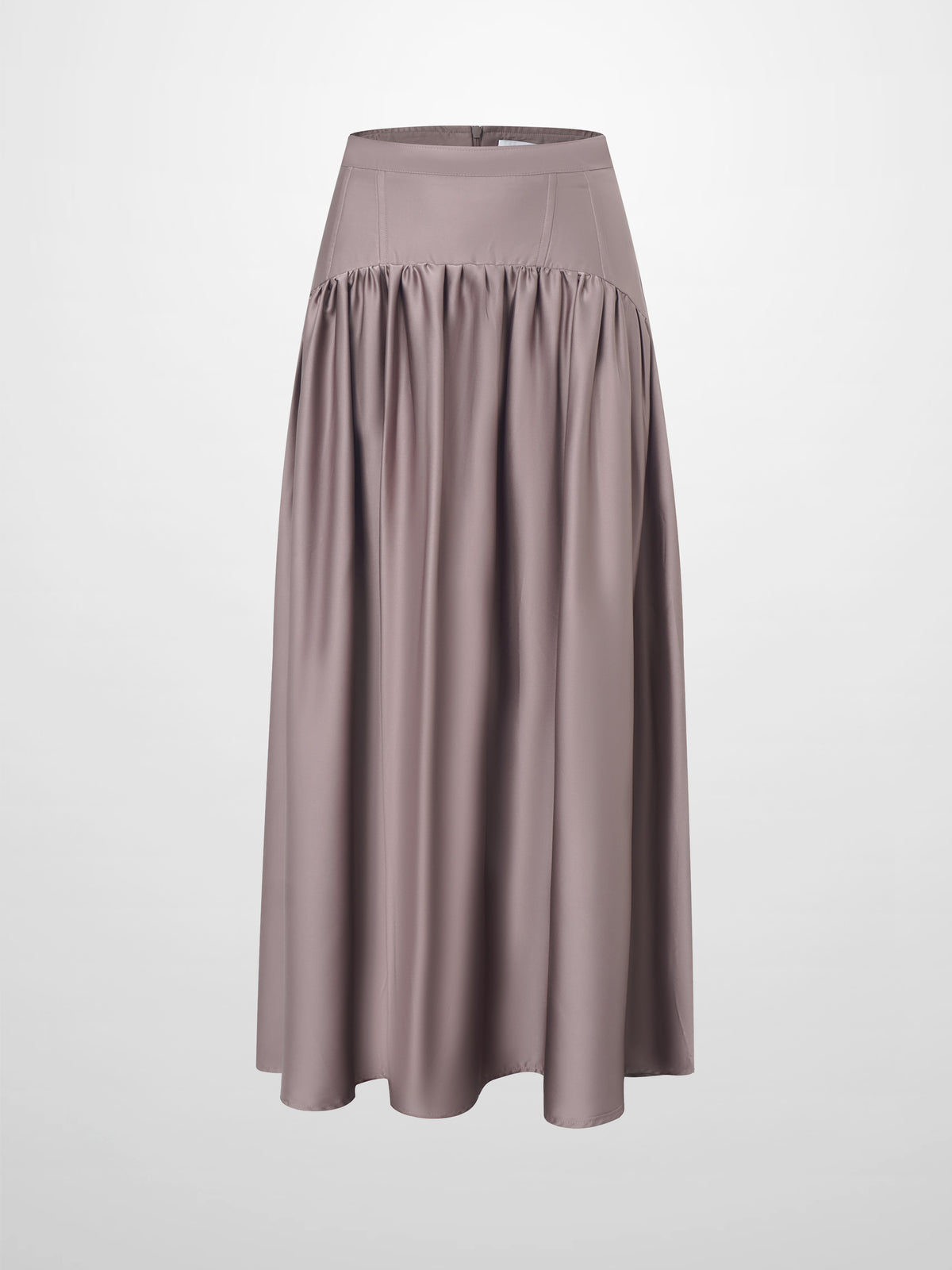 Yoke Stitched Faux Satin Skirt - Mauve