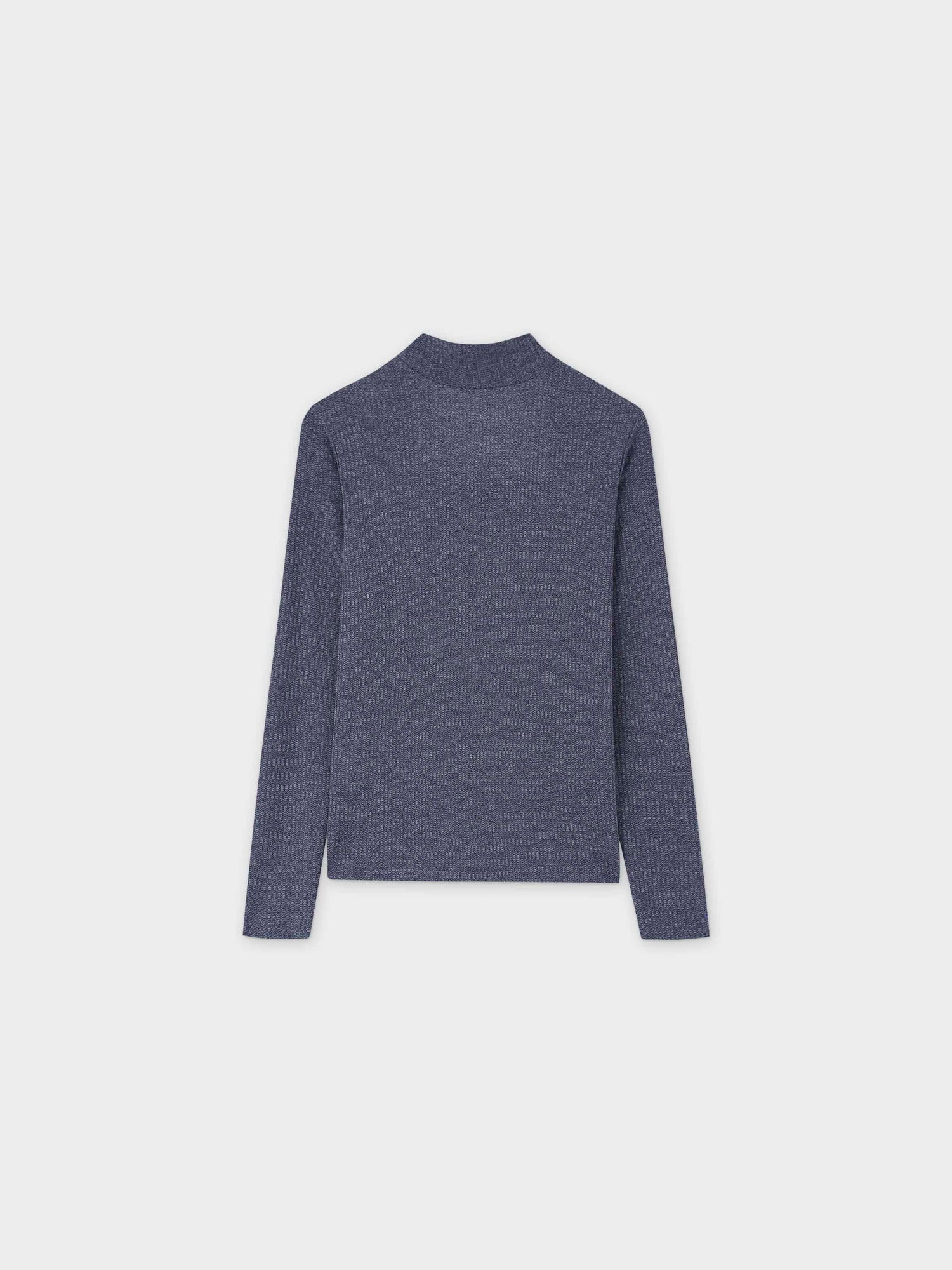 Textured Stretch Turtleneck-Blue